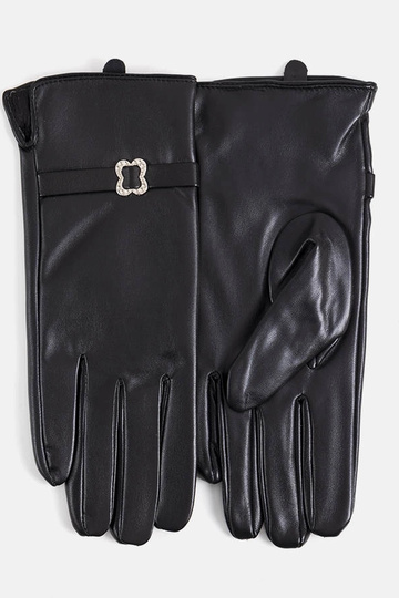 Schwarze isolierte Handschuhe mit Clouti-Schnalle