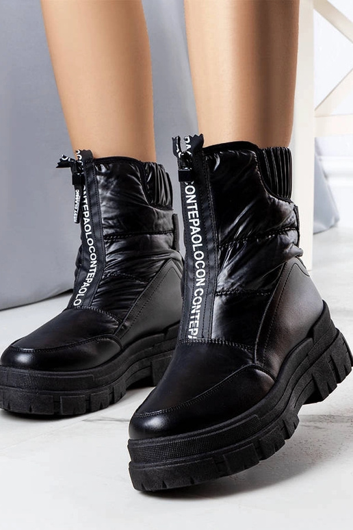 Schwarze gesteppte Winterstiefel,...