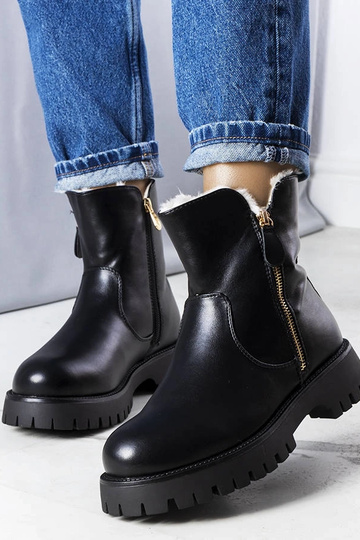 Schwarze isolierte Stiefeletten mit Fell Teris 2