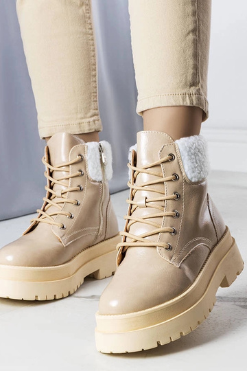 Beige Winterstiefel mit Fell, „Bryas"