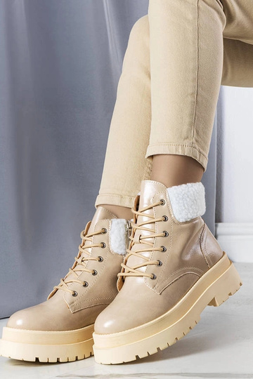 Beige Winterstiefel mit Fell, „Bryas" 2