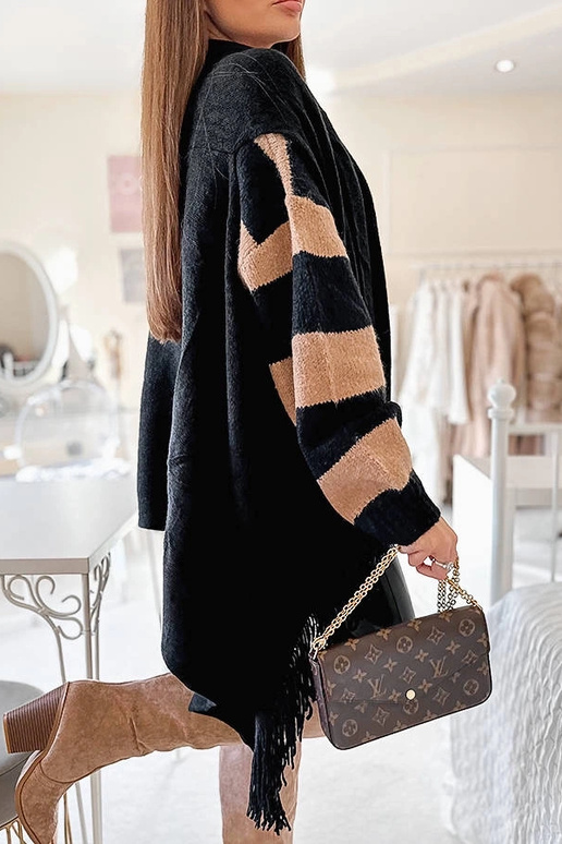 Schwarzer Fransenschal June