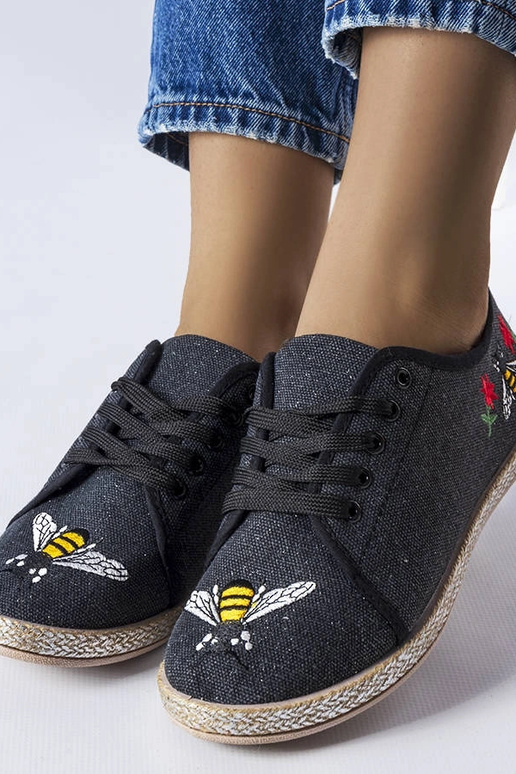 Schwarze Glitzer-Espadrilles „Malia“