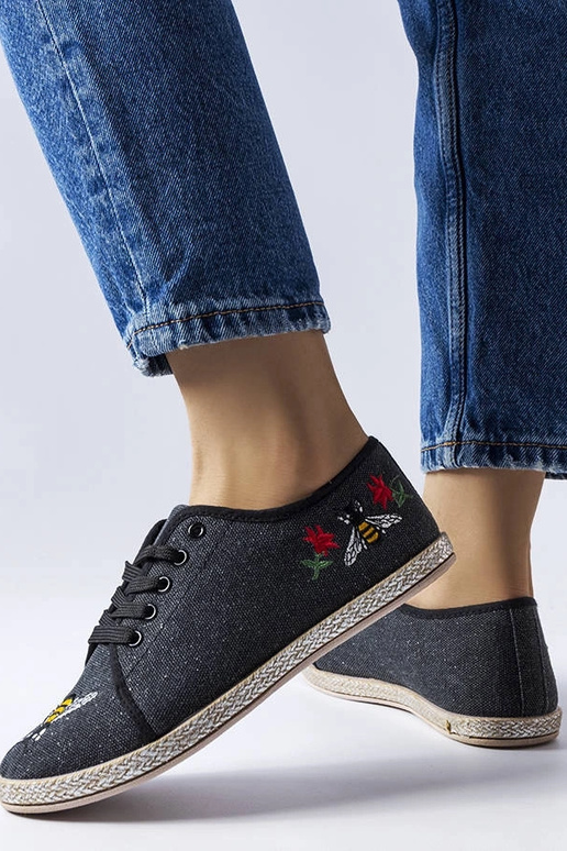 Schwarze Glitzer-Espadrilles „Malia“