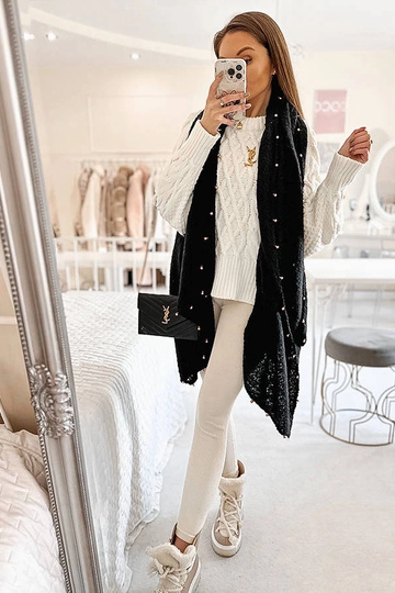 Yvonne – Schwarzer Perlenschal 2