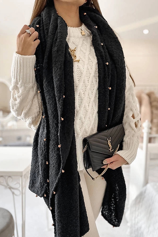 Yvonne – Schwarzer Perlenschal Yvonne – Schwarzer Perlenschal