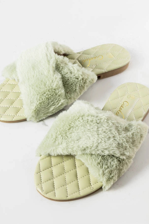 Grüne Flip-Flops mit Fell Karsyn