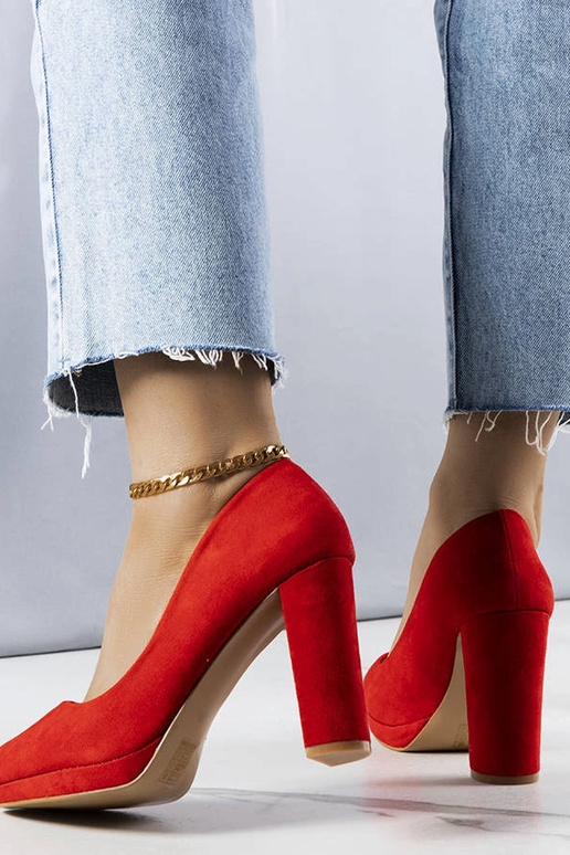 Rote Pumps mit Blockabsatz Leonard