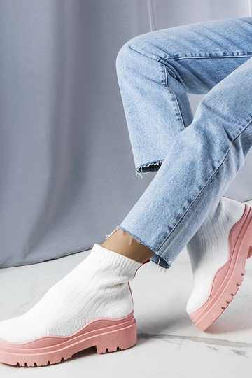 Weiße Stiefel mit rosa Plattform, „Cali" 2