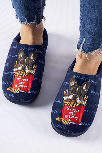 Weiche Frenchfries-Hausschuhe in Marineblau 2