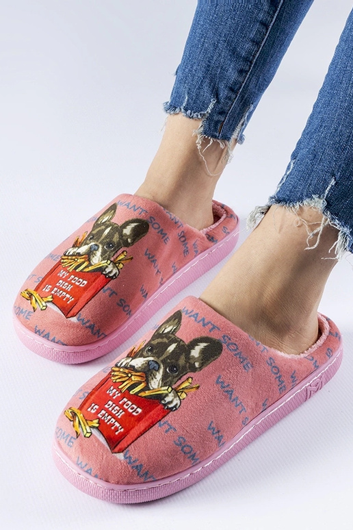 Weiche Pommes-Hausschuhe in Dunkelrosa