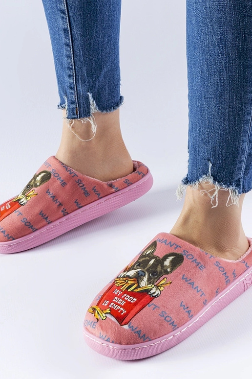 Weiche Pommes-Hausschuhe in Dunkelrosa