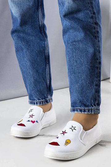 Weiße Stoff-Sneaker mit Anais-Patches