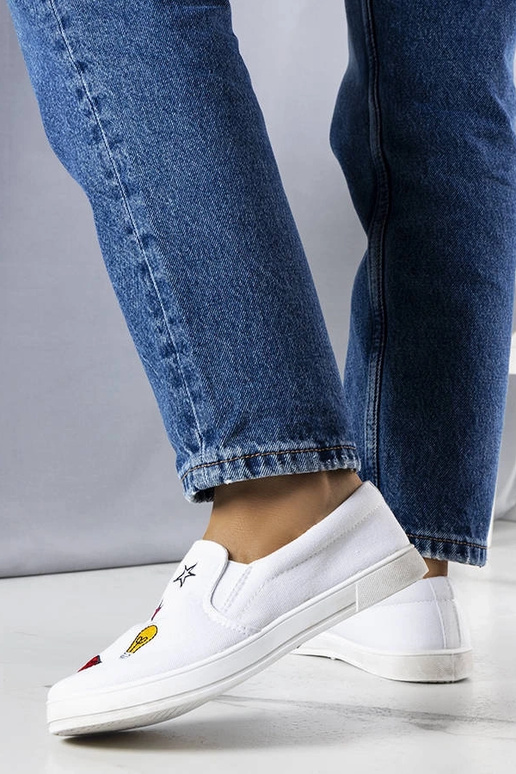 Weiße Stoff-Sneaker mit Anais-Patches