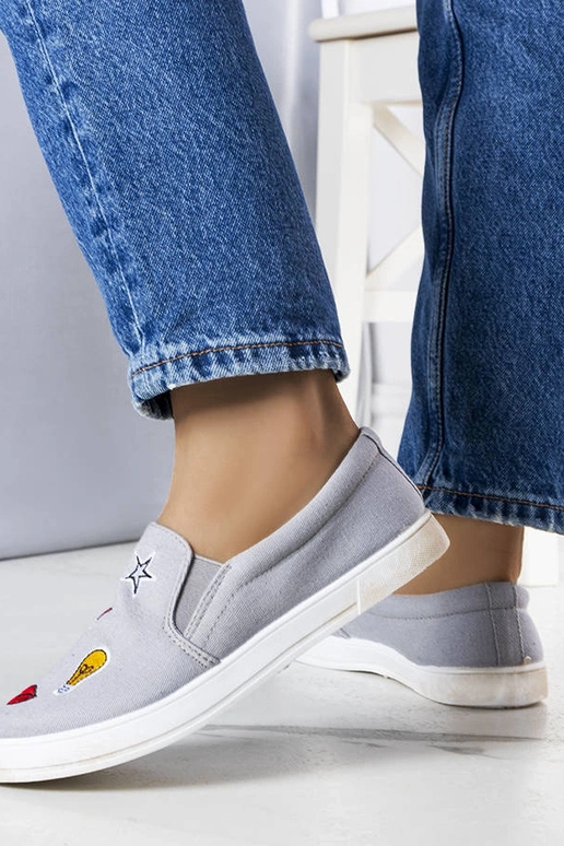 Graue Stoff-Sneaker mit Anais-Patches