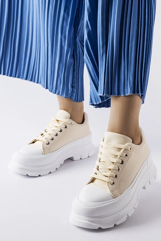 Beige Sneakers mit hohem Plateau Kari