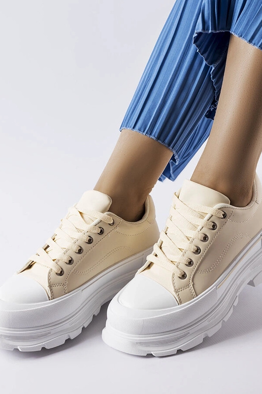 Beige Sneakers mit hohem Plateau Kari