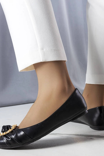 Schwarze Ballerinas mit Goldverzierung Antoinette 2