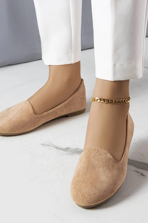 Sandfarbene Kunstvelours-Balletschuhe... Sandfarbene Kunstvelours-Balletschuhe...