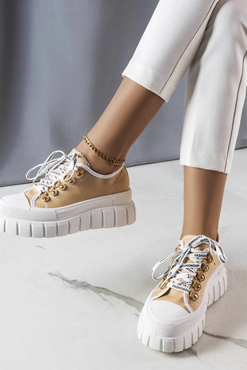 Beigefarbene Plateau-Sneakers Toni 2