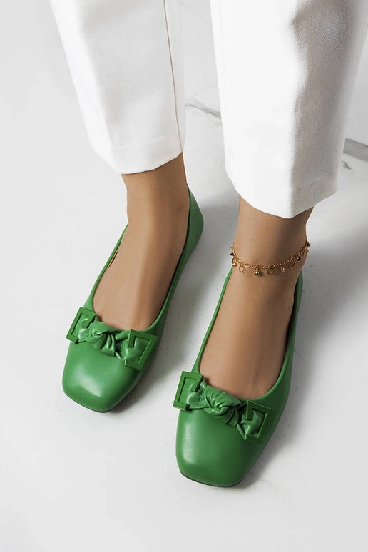 Grüne Ballerinas „Tabitha“ mit Schleife Grüne Ballerinas „Tabitha“ mit Schleife