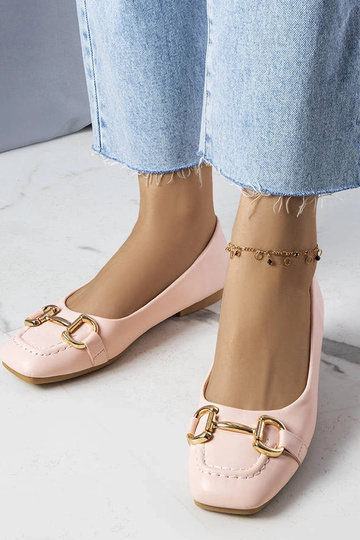Rosa Ballerinas mit Goldverzierung Iris 2