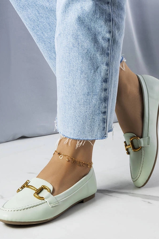 Grüne Loafer mit Goldverzierung Regina