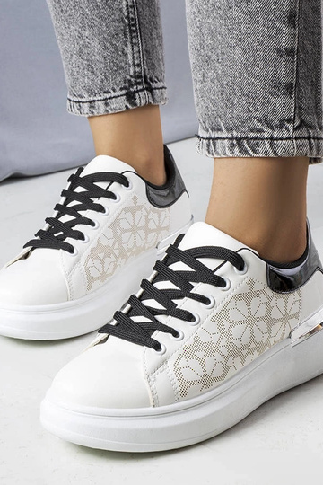 Schwarze und weiße perforierte Sneakers „Erin“