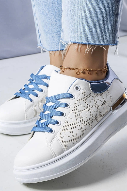 Erins weiß-blaue perforierte Schuhe