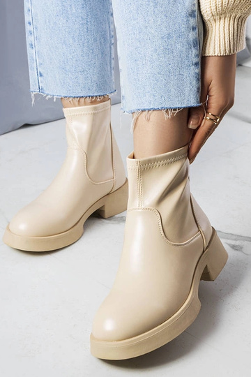 Beige klassische Victoire Stiefeletten 2