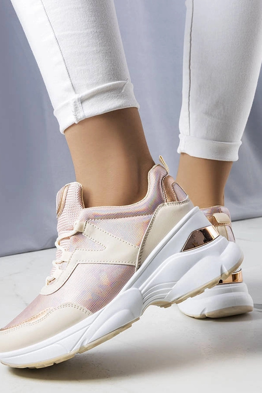 Rosa Sneakers mit metallischen...