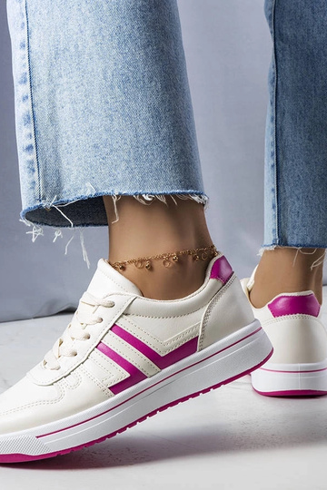Cremefarbene Sneakers mit rosa Einsätzen Olympia 2