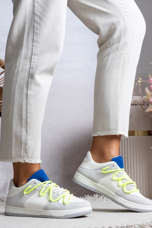 Graue Damen-Sneaker mit neonfarbenen...