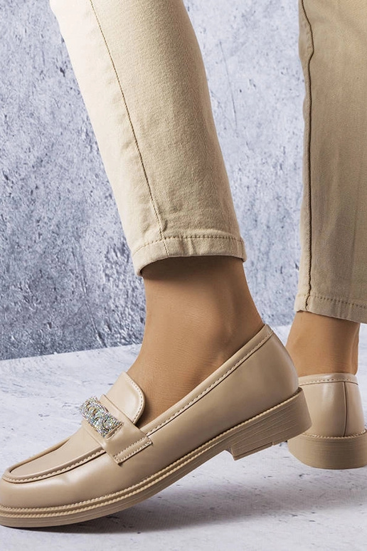 Beige Mokassins mit Zirkonen Colette