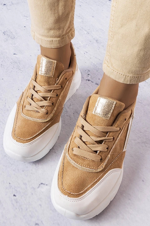 Sandfarbene Kunstvelours-Sneaker Dupuis