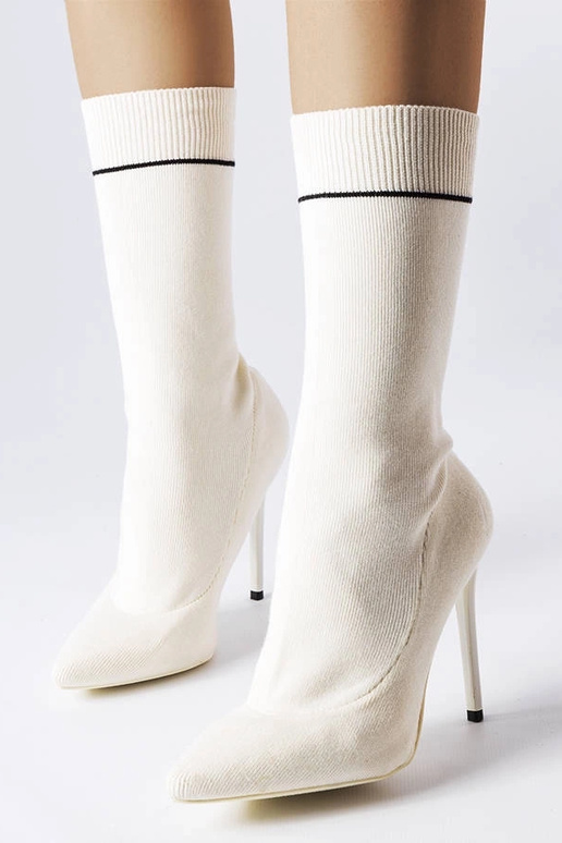 Weiße Sock Boots mit hohem Absatz von...