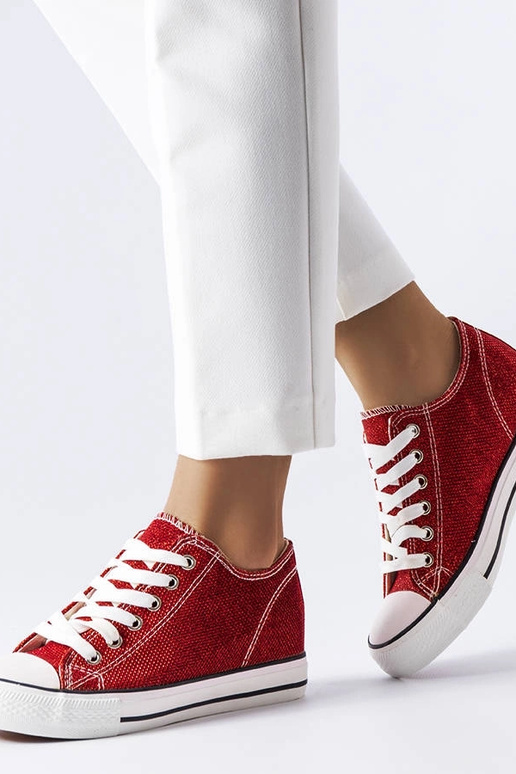 Rote Glitzer-Keilsneakers „Crete“