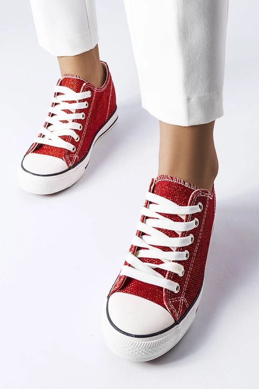 Rote Glitzer-Keilsneakers „Crete“
