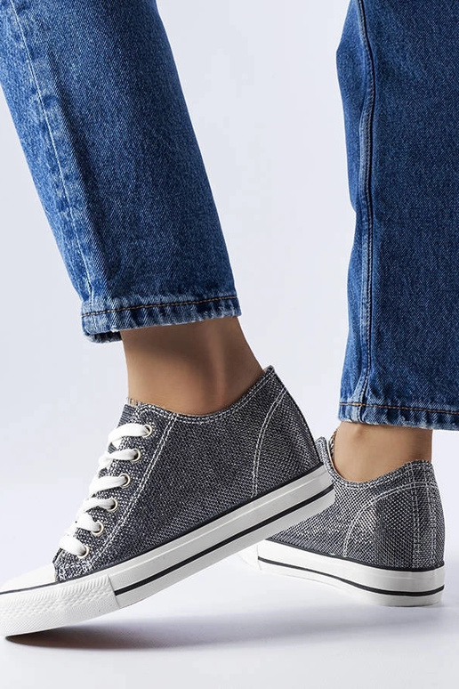 Schwarze Glitzer-Keilsneakers „Crete“