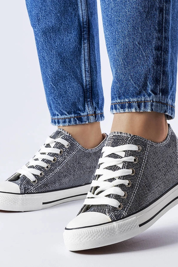 Schwarze Glitzer-Keilsneakers „Crete“ 2