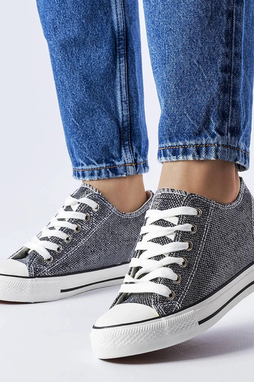 Schwarze Glitzer-Keilsneakers „Crete“