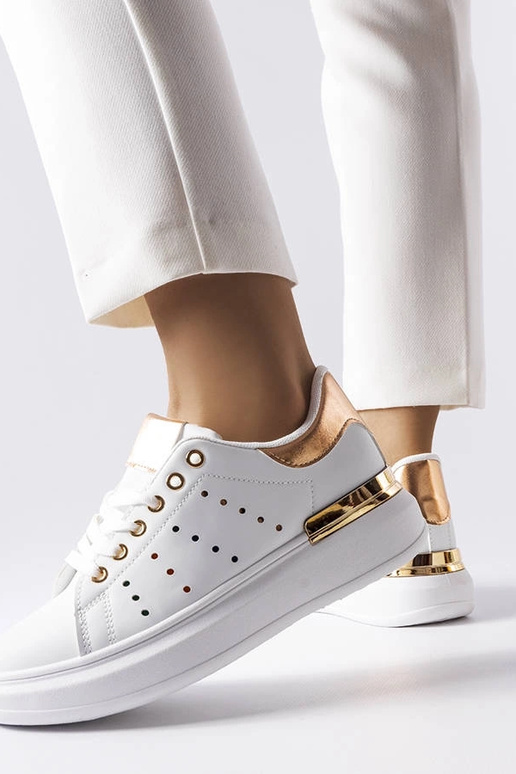 Weiße Sneakers mit bunter Perforation...