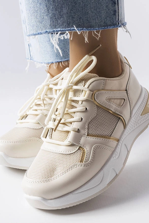 Beige Sneaker aus Materialmix Caya