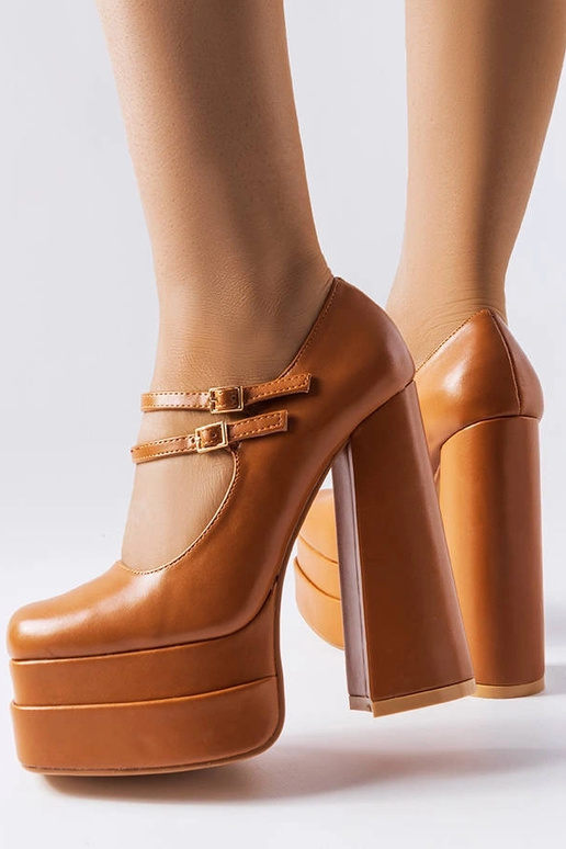 Braune Chouinard Pumps mit hohem Absatz