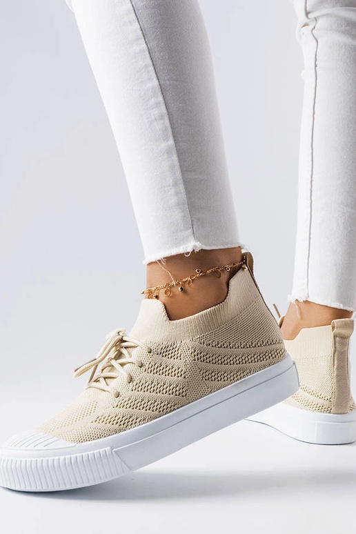 Beige Sneakers aus elastischem Stoff... Beige Sneakers aus elastischem Stoff...
