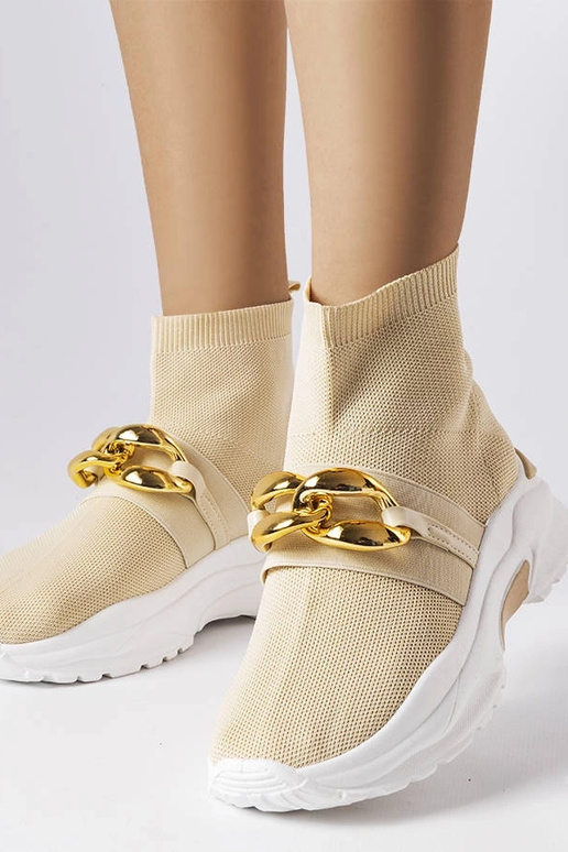 Beige Baptiste-Sneakers mit Kette