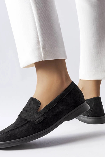 Schwarze Ferragus Kunstvelours-Balletschuhe 2