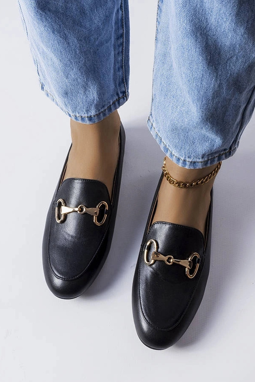 Schwarze Loafer mit Schnalle Philip