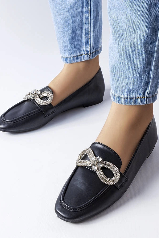 Schwarze Loafer mit Zirkonen Quirion