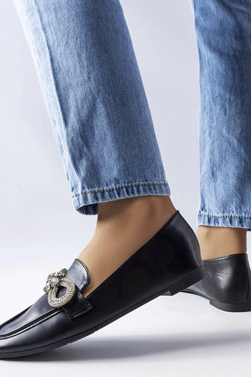 Schwarze Loafer mit Zirkonen Quirion 2